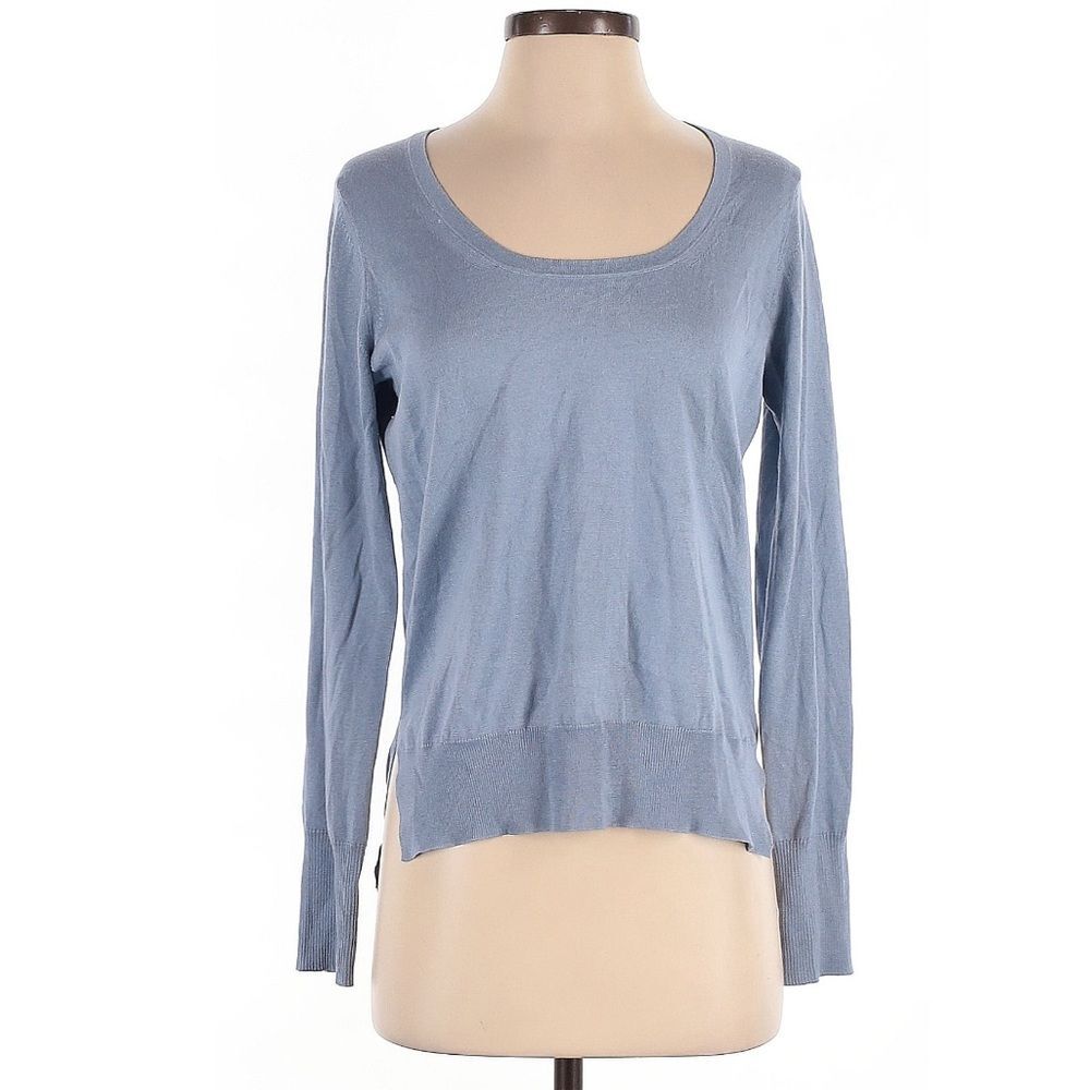 Naadam Cashmere Silk Blend Scoop Neck Soft Classic Sweater Light Blue Size Small - Picture 2 of 6